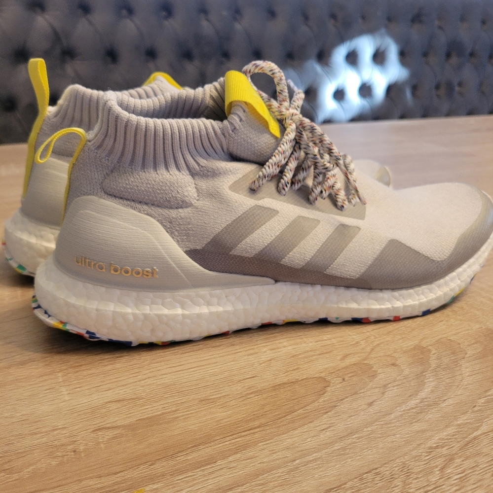 Adidas Ultra Boost Gray and Yellow Sneakers